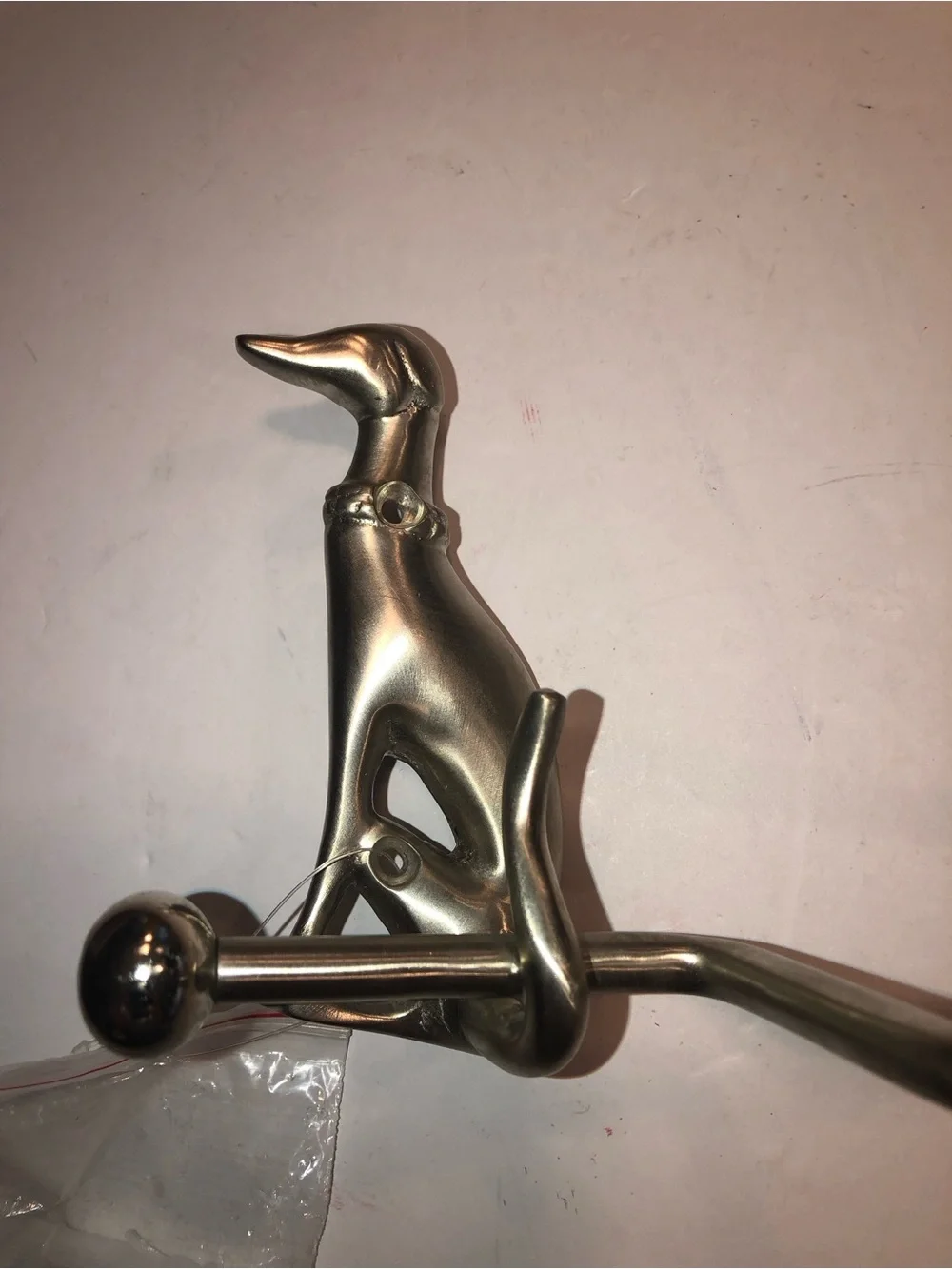 New Anthropologie Home Decor Silver Caine Dog Brass Toilet Paper Holder Hook